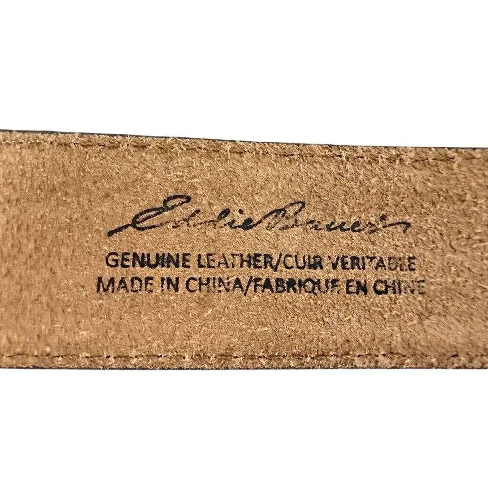 Eddie Bauer Brown Genuine Leather Embroidered Western Concho Belt Size L